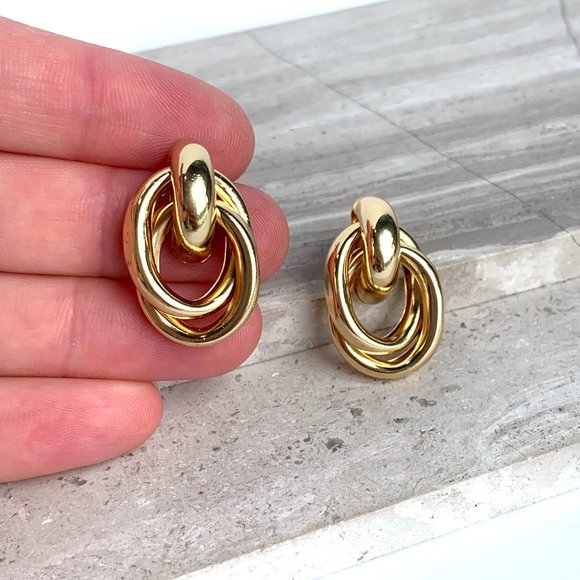NEW ~ Anthropologie Elongated Gold Linked Earrings - Picture 6 of 6